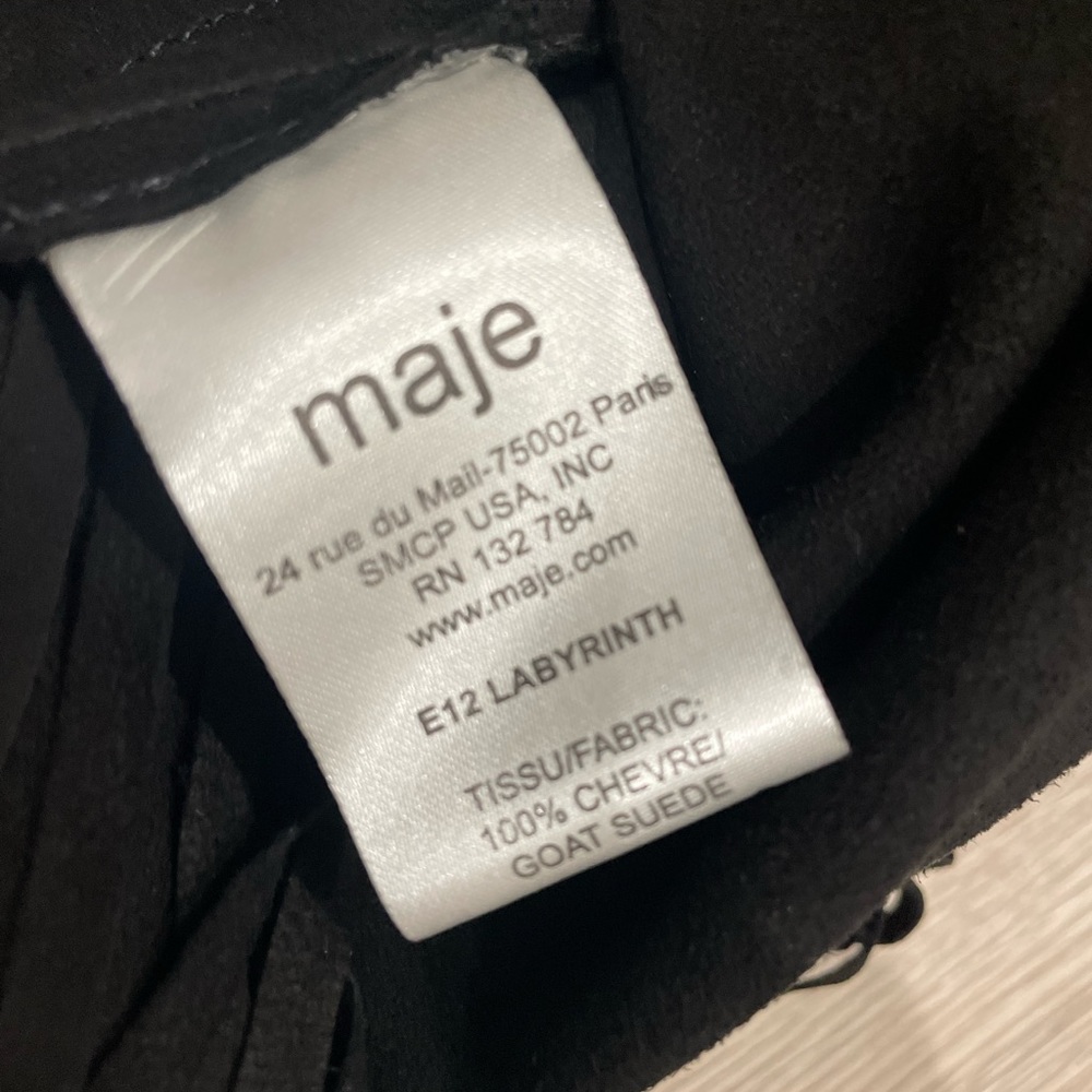 Maje, black suede dress with fringes 2 - Picture 6 of 7
